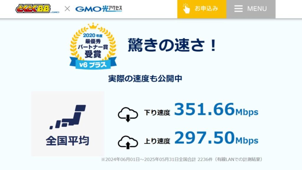 GMOとくとくBB光 実測値