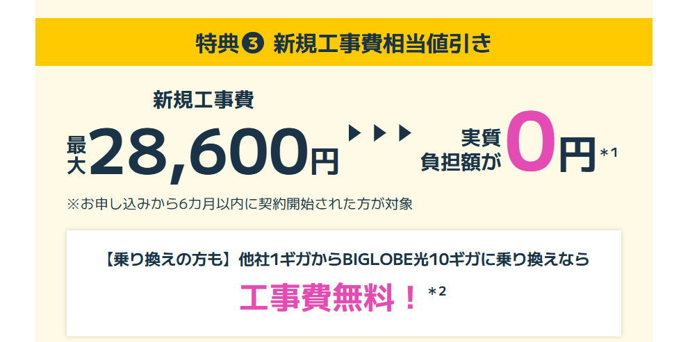BIGLOBE光　工事費無料